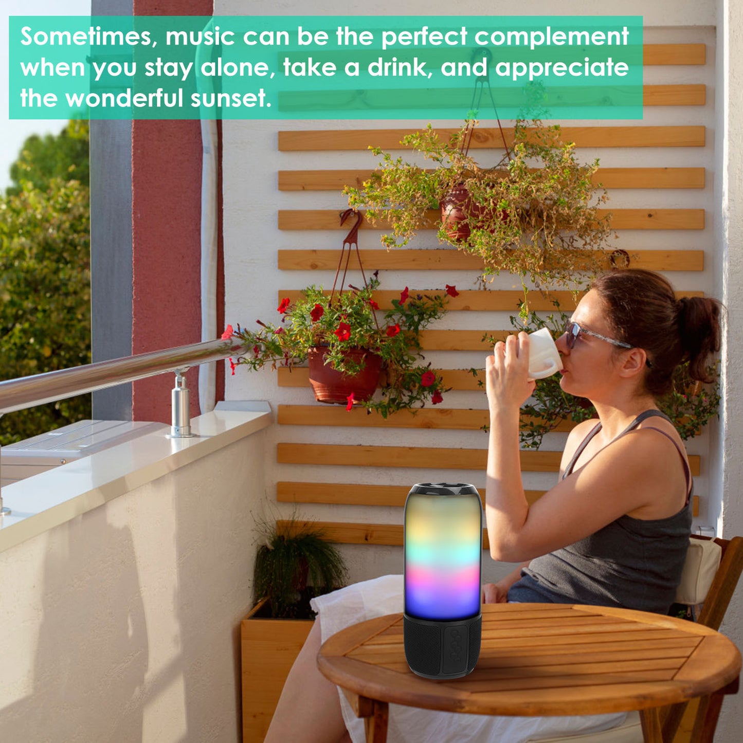 1Pc Wireless Portable Speaker Loud Stereo Speaker With 6 Color Changing Lights Radio Party TWS Speaker For Home Outdoor Travelling