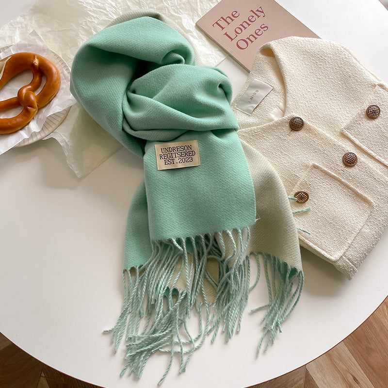 Double-Sided Artificial Cashmere Scarf - Women's Winter Warm Couple Scarf