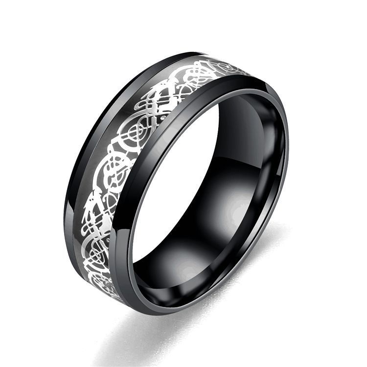Stainless Steel Dragon Pattern Ring - Bold Statement Ring
