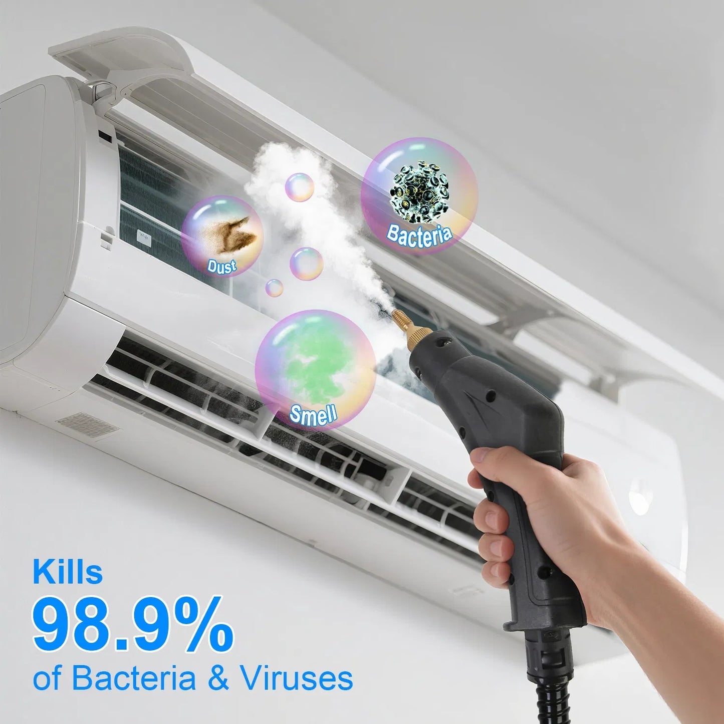 2500W Handheld High Temperature And Pressure Steamer Cleaner With 1400ML Tank 9 Accessories 6 Steam Levels For Dirt Grease Grout Tile Floor Couch Car
