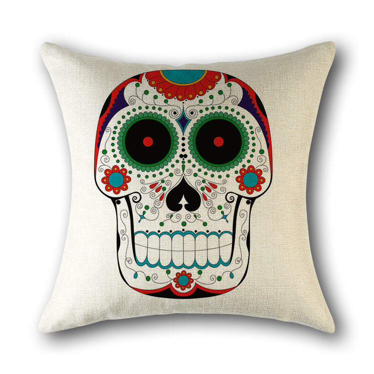 Skull Print Cushion Cotton Cover Sofa Cushion Bed Scandinavian Decorative Pillow Case