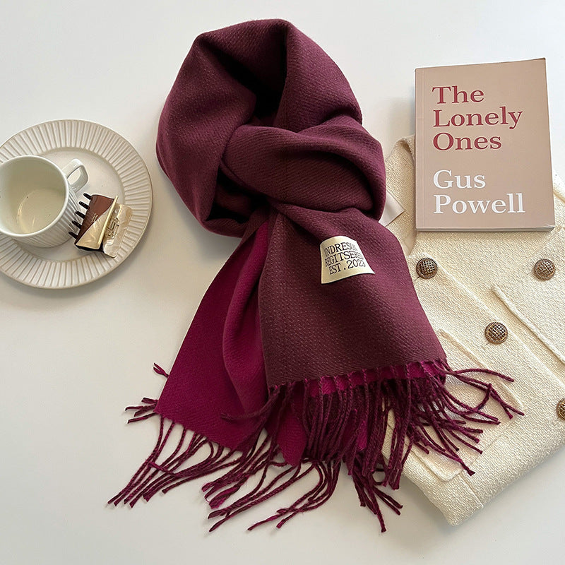 Double-Sided Artificial Cashmere Scarf - Women's Winter Warm Couple Scarf