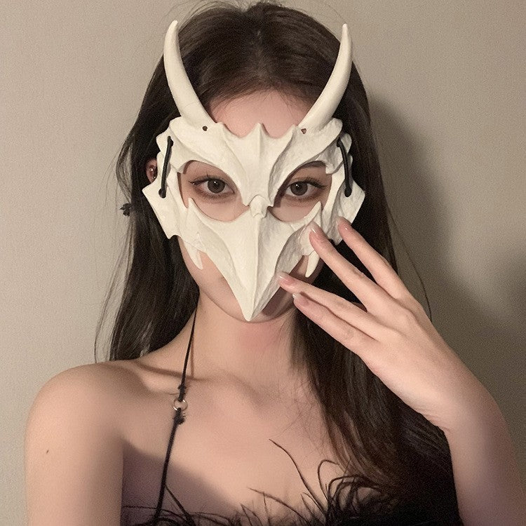 Halloween Half Face Mask - Werewolf White Design