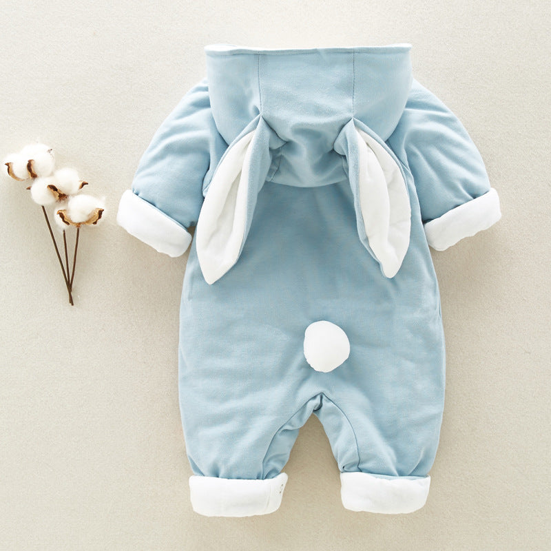 Padded Cotton Baby Romper - Hooded Winter Onesie for Newborns & Infants