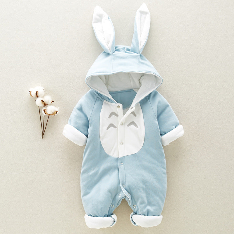 Padded Cotton Baby Romper - Hooded Winter Onesie for Newborns & Infants