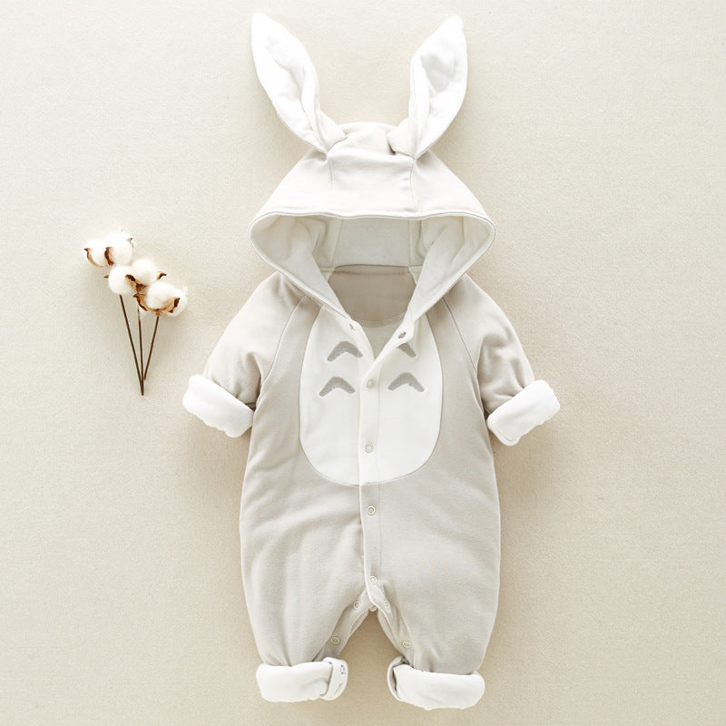 Padded Cotton Baby Romper - Hooded Winter Onesie for Newborns & Infants