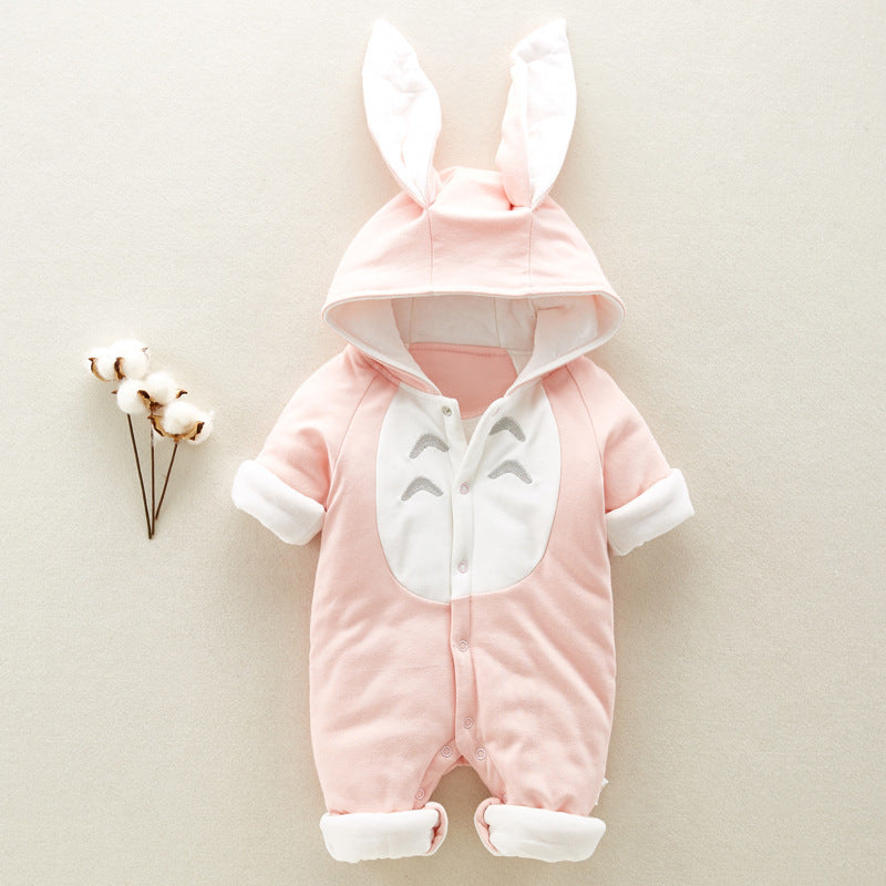 Padded Cotton Baby Romper - Hooded Winter Onesie for Newborns & Infants