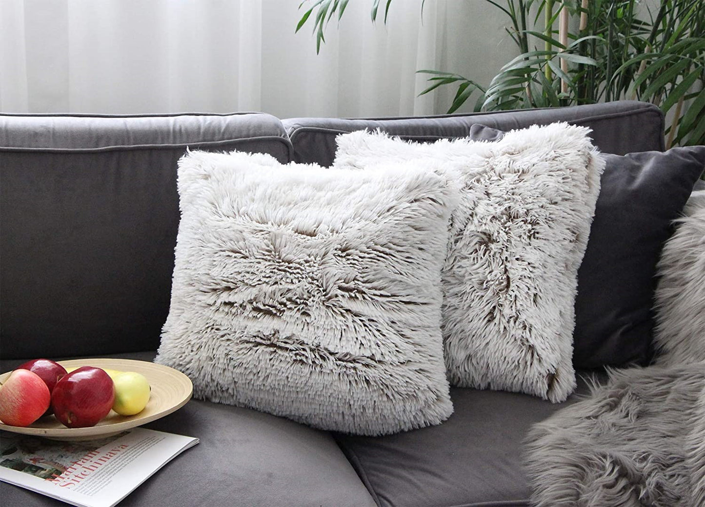 Long hair gradient color pillowcase back cushion plush pillowcase