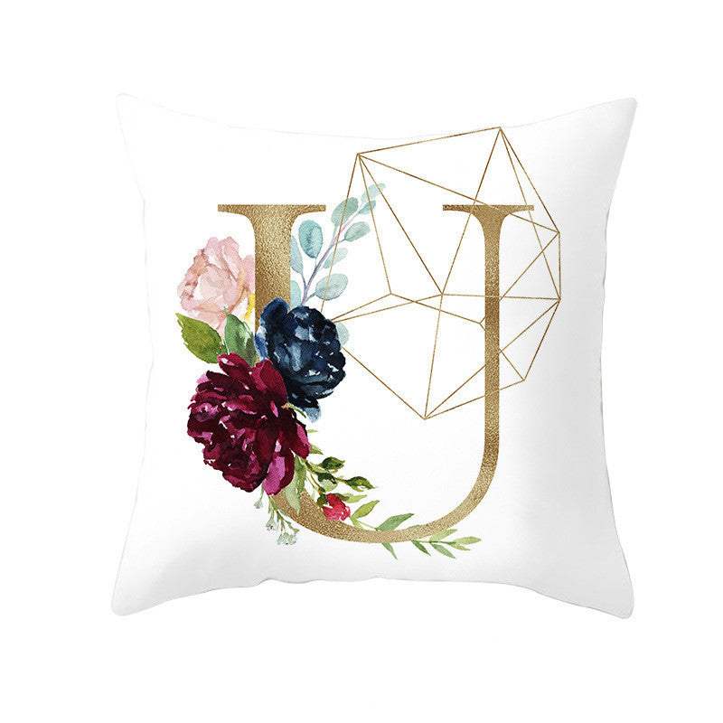 Nordic Style Pillowcase Geometric Golden Letter Pillowcase Peach Skin Sofa Cushion Household Goods