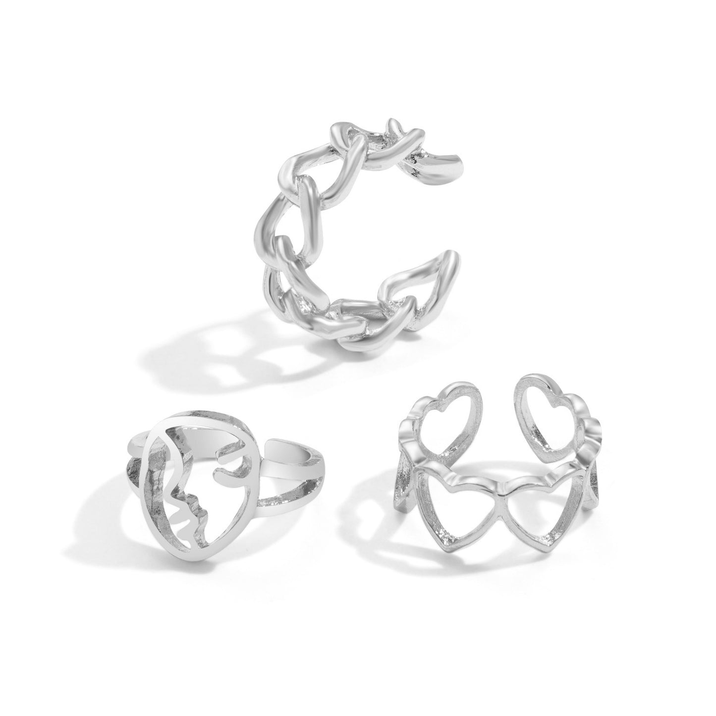 Hot Selling Creative Personality Butterfly 2-Piece Ring Set - Punk Style Couple Rings