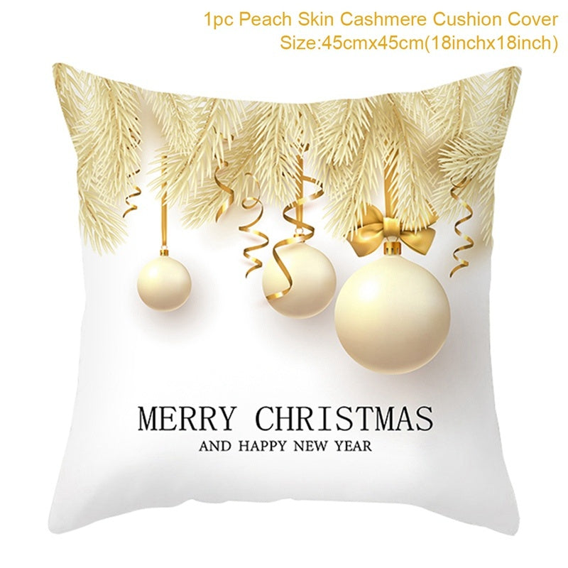 Christmas Printed Throw Pillow Cushion Cover - Festive Linen Holiday Decoration for Home