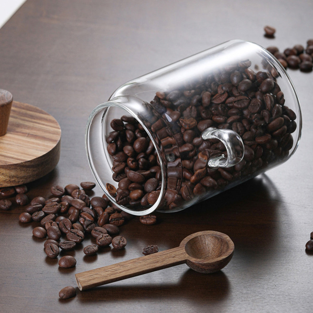 Glass Coffee Storage Jars Set - 3 Piece with Spoons for Coffee, Tea & Kitchen Storage