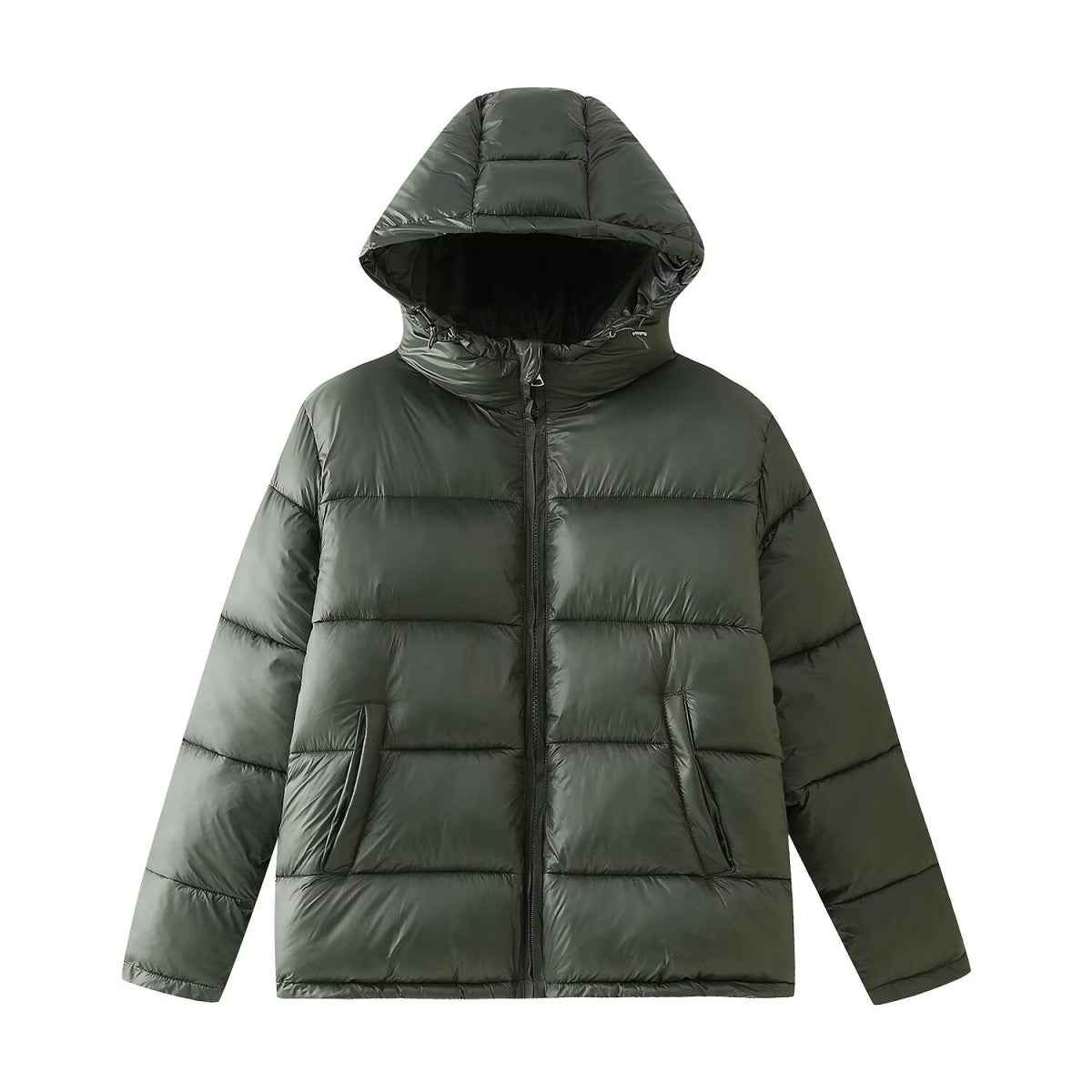 Simple And Versatile Hooded Two-tone Padded Cotton Jacket