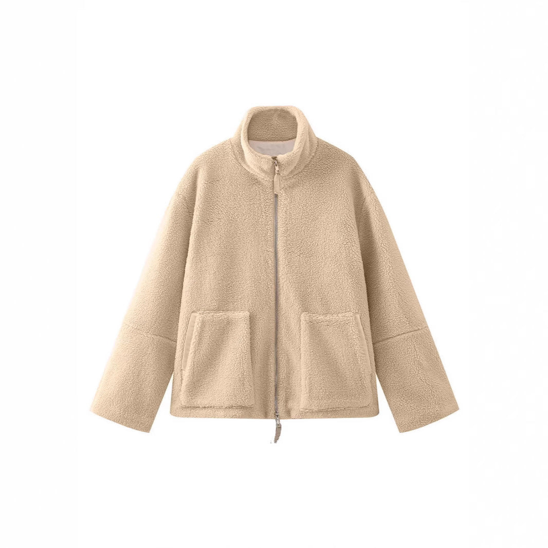 Women's Lamb Wool Blend Turtleneck Coat