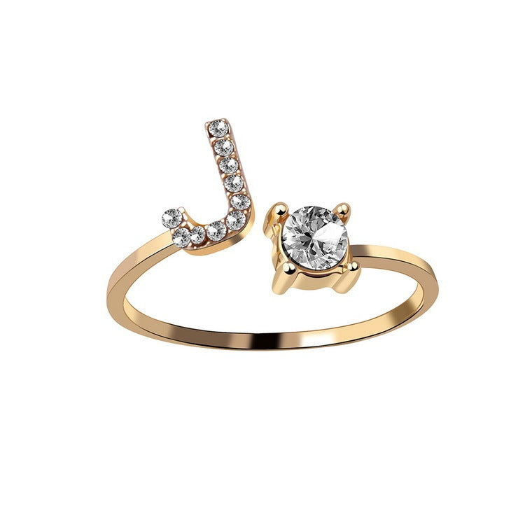 Adjustable Initial Letter Ring - Personalized Alphabet Jewelry