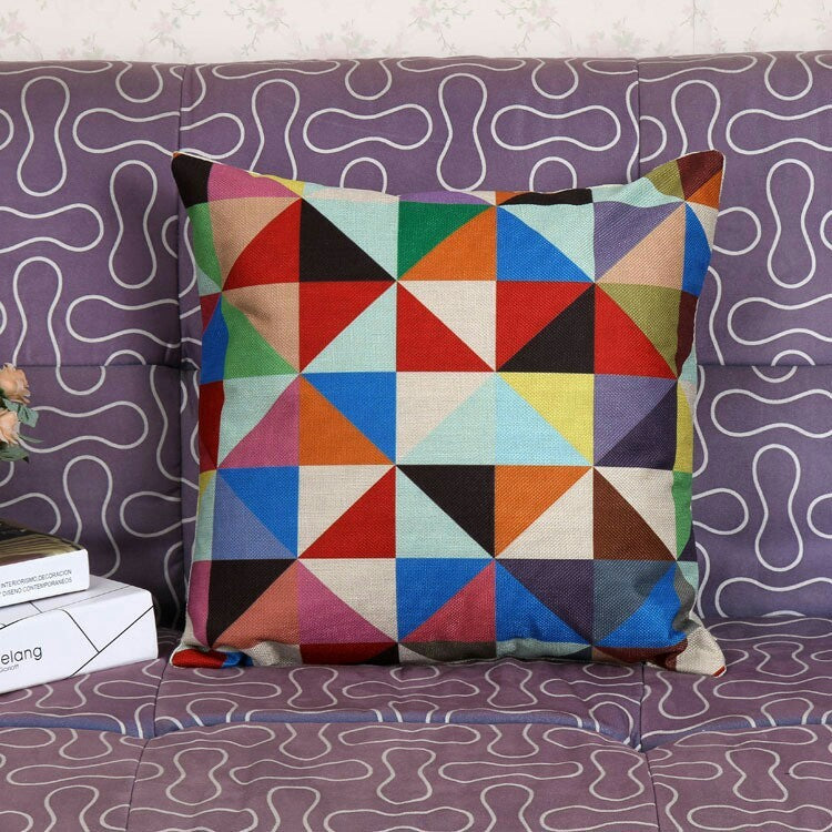 Colorful geometric pattern cushion