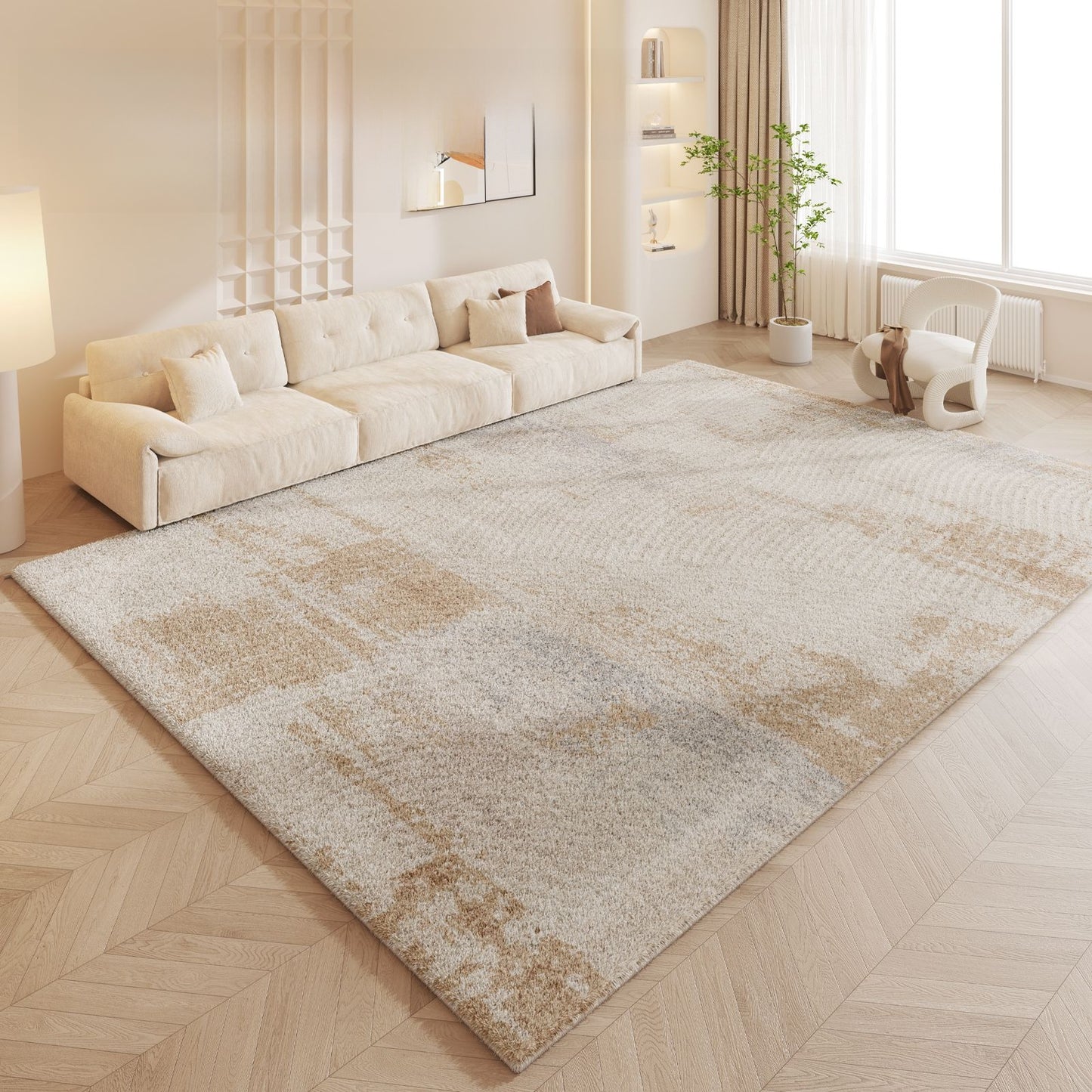 Luxury Cream Style Polyester Carpet - Cashmere-Soft Living Room Rug