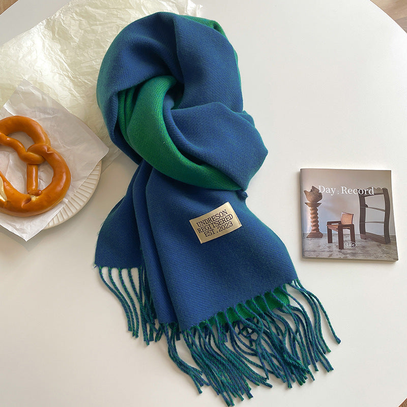 Double-Sided Artificial Cashmere Scarf - Women's Winter Warm Couple Scarf