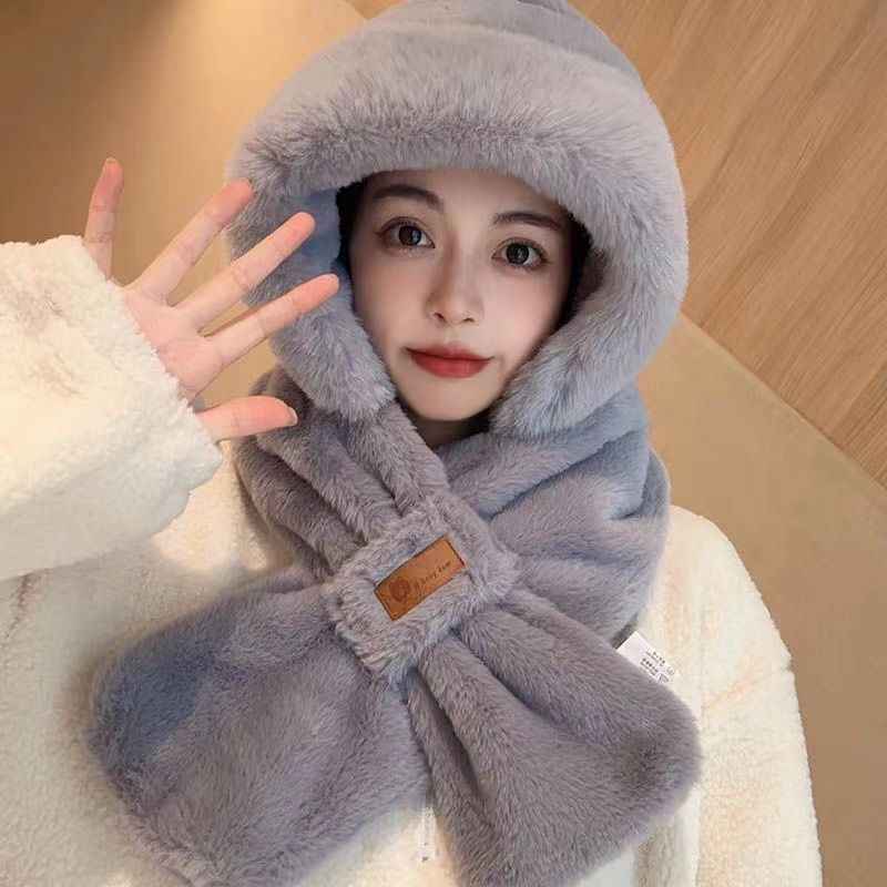 Winter Cycling Fleece-Lined Thermal Ear Warmer Hat with Neck Scarf - Cold Weather Protection