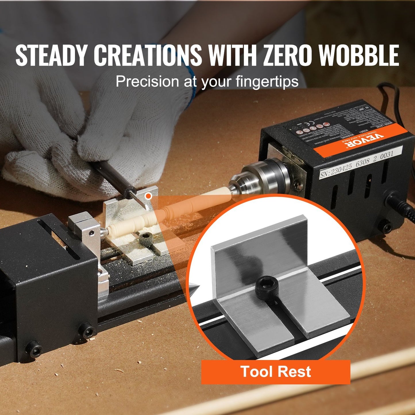 Mini Lathe Machine, 2.76 In X 6.3 In, 24VDC 96W Mini Wood Lathe Tools Milling Machine Accessories,