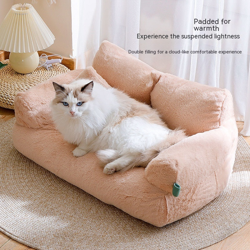 Flannel Warm Large Cat Sofa - Universal Pet Kennel Bed for Cats and Small Dogs