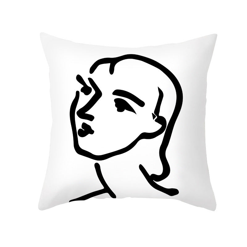 Ins Blue Abstract Super Soft Printing Pillowcase - Retro Art Sofa Cushion for Modern Home