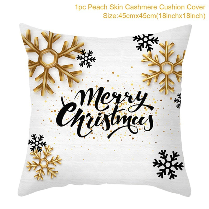 Christmas Printed Throw Pillow Cushion Cover - Festive Linen Holiday Decoration for Home