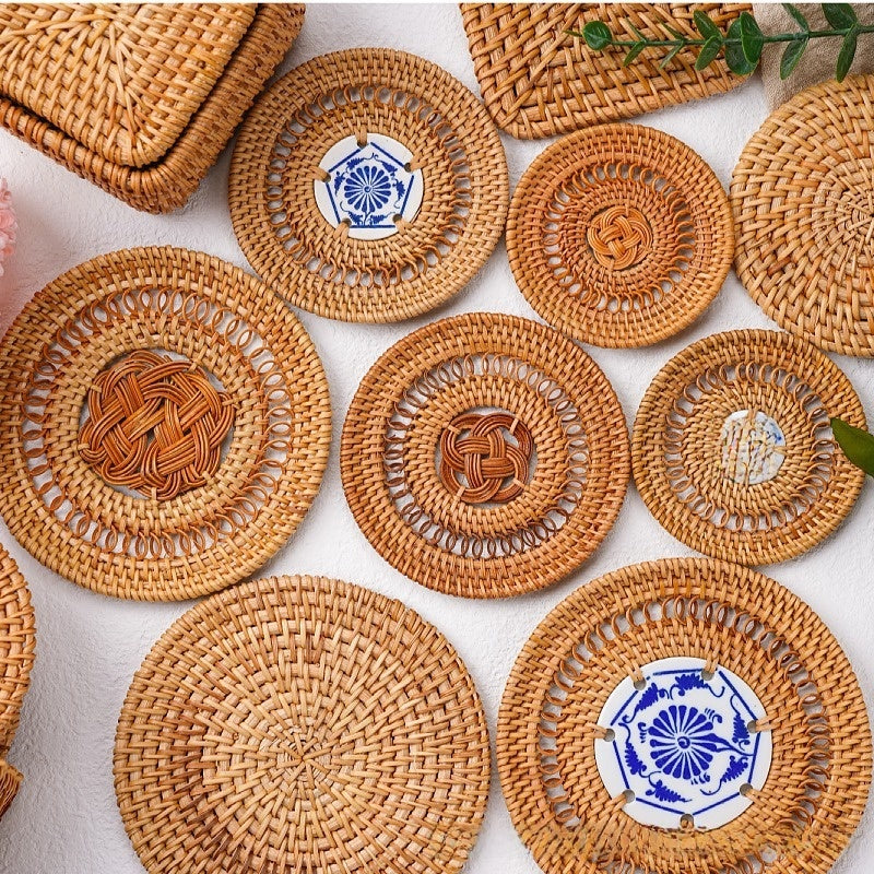 Eco-Friendly Woven Coasters - Natural Autumn Vine Material Set