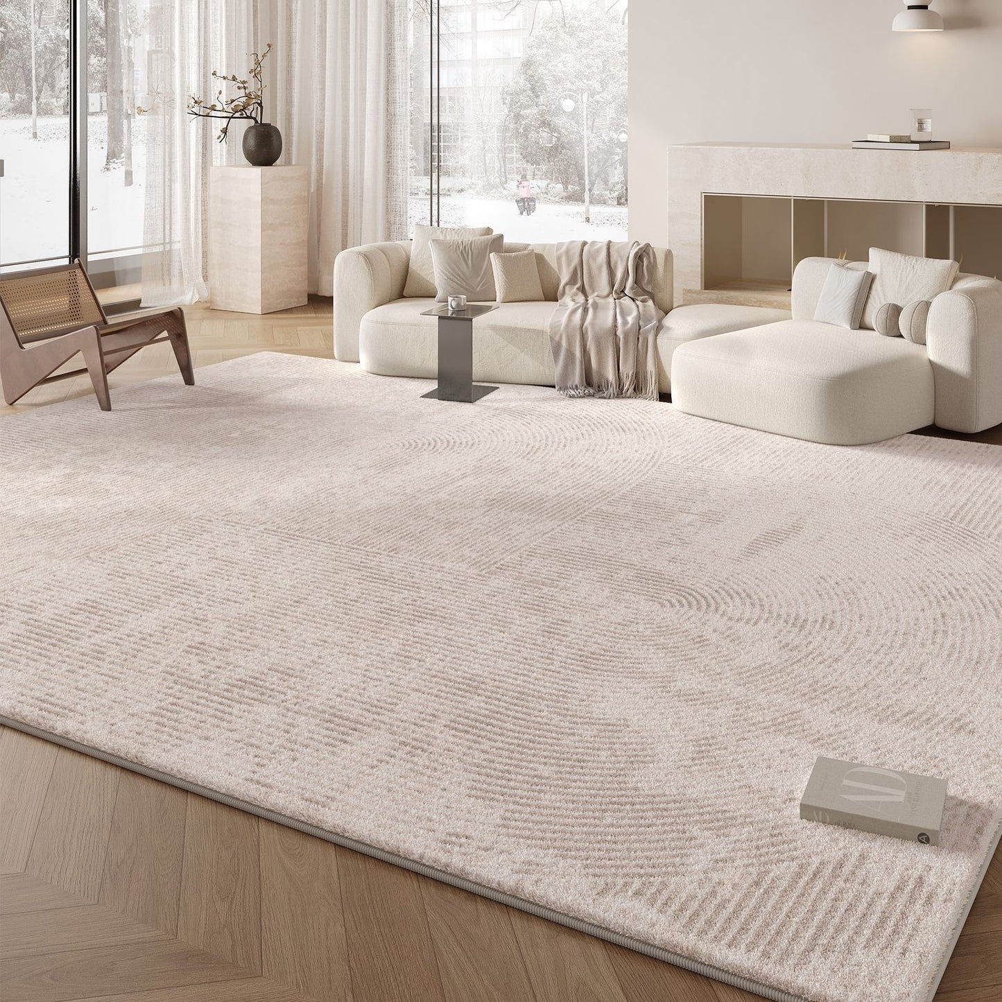 Luxury Cream Style Polyester Carpet - Cashmere-Soft Living Room Rug