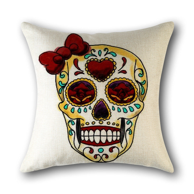 Skull Print Cushion Cotton Cover Sofa Cushion Bed Scandinavian Decorative Pillow Case