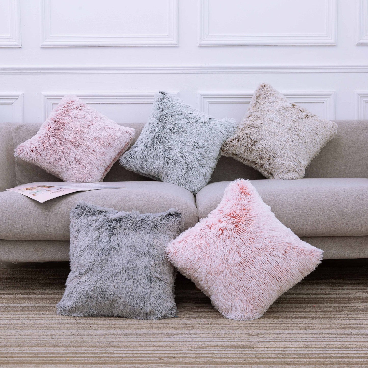 Long hair gradient color pillowcase back cushion plush pillowcase