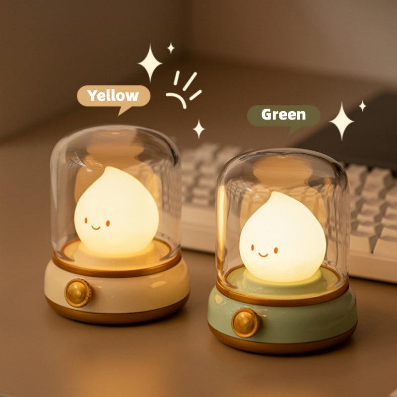 Retro Small Night Lamp - Bedroom Mini Desktop LED Cute Rechargeable Portable Cartoon Table Lamp