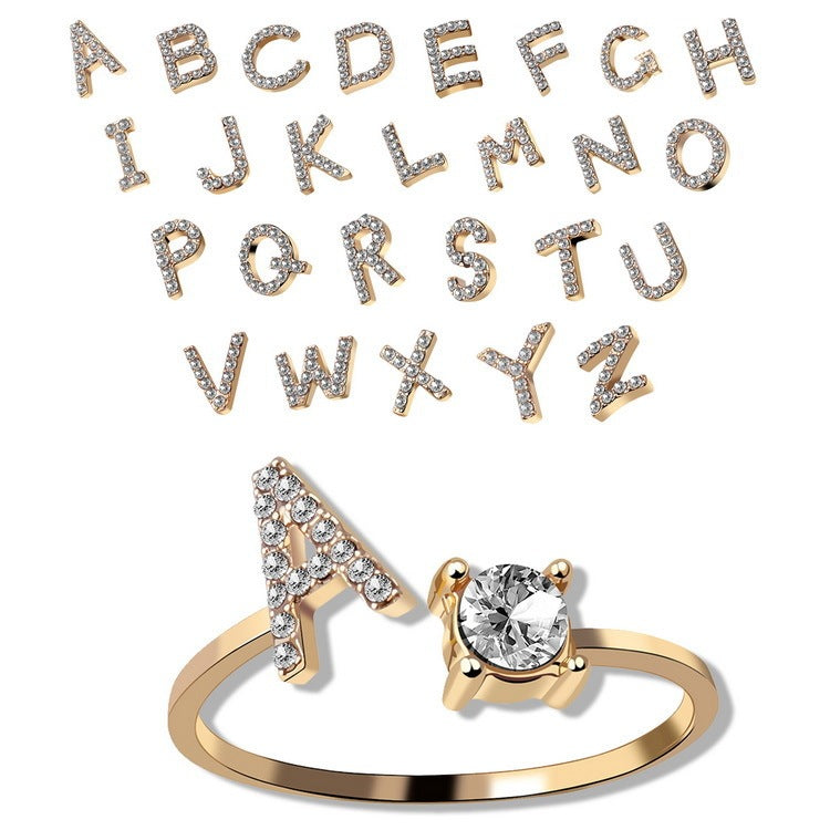 Adjustable Initial Letter Ring - Personalized Alphabet Jewelry