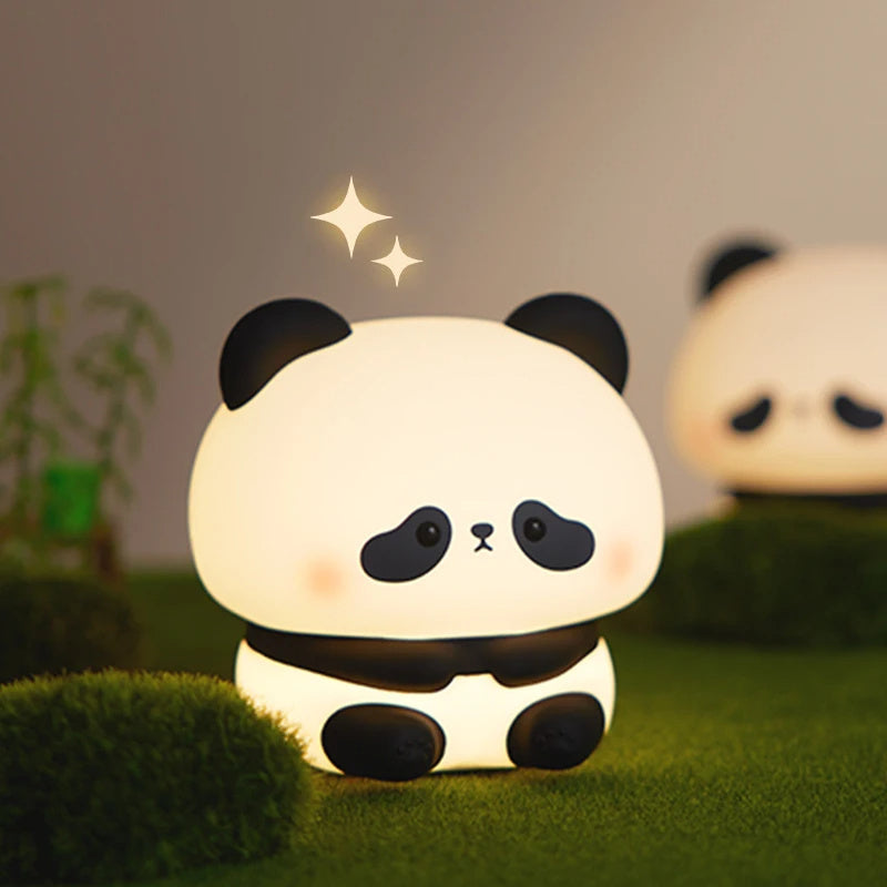 Panda LED Night Light - Cute Silicone USB Rechargeable Touch Lamp with Timing for Children