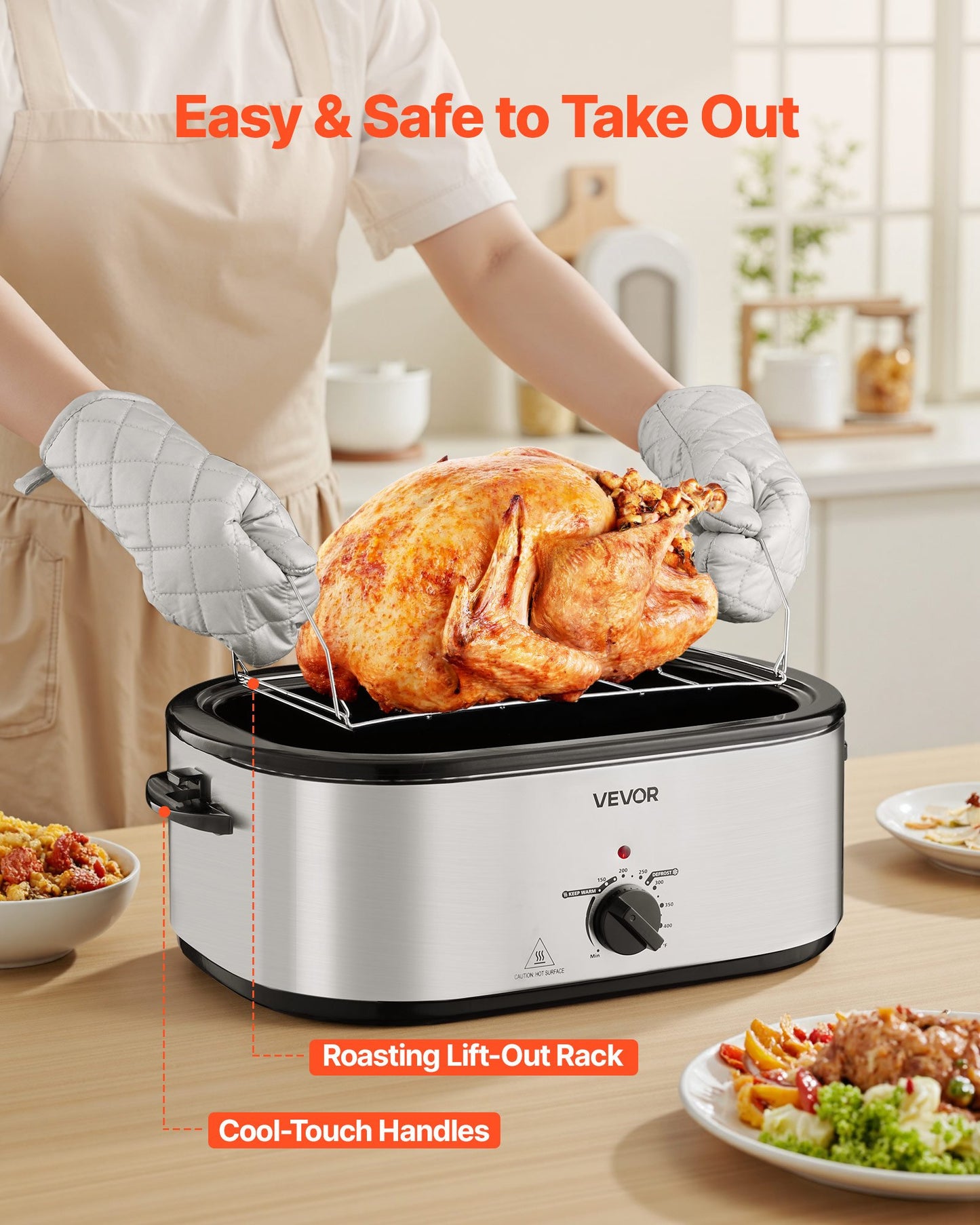 Electric Roaster Oven 24QT Electric Roasting Pan With 3 Bin Buffet Server