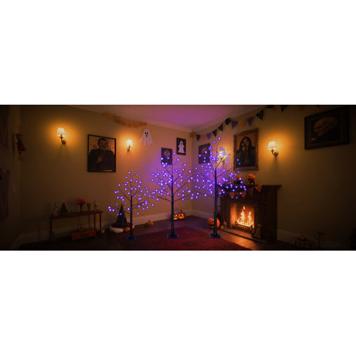 Halloween Spooky Tree Set - 3 Pack with Purple Lights (4FT, 5FT, 6FT)