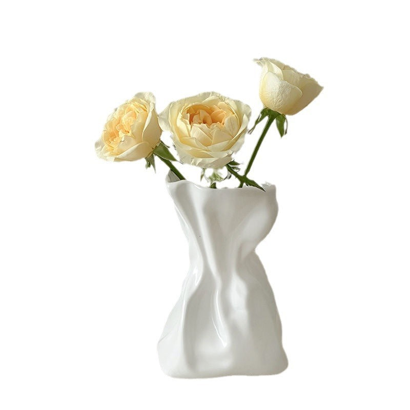 Premium Simple Cream Style Vase - Elegant Home Decoration Centerpiece