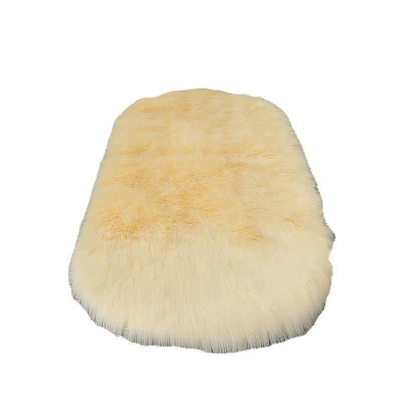 White Wool-like Plush Oval Sofa Cushion Bedroom Blanket Before Bed Balcony Bay Window Blanket