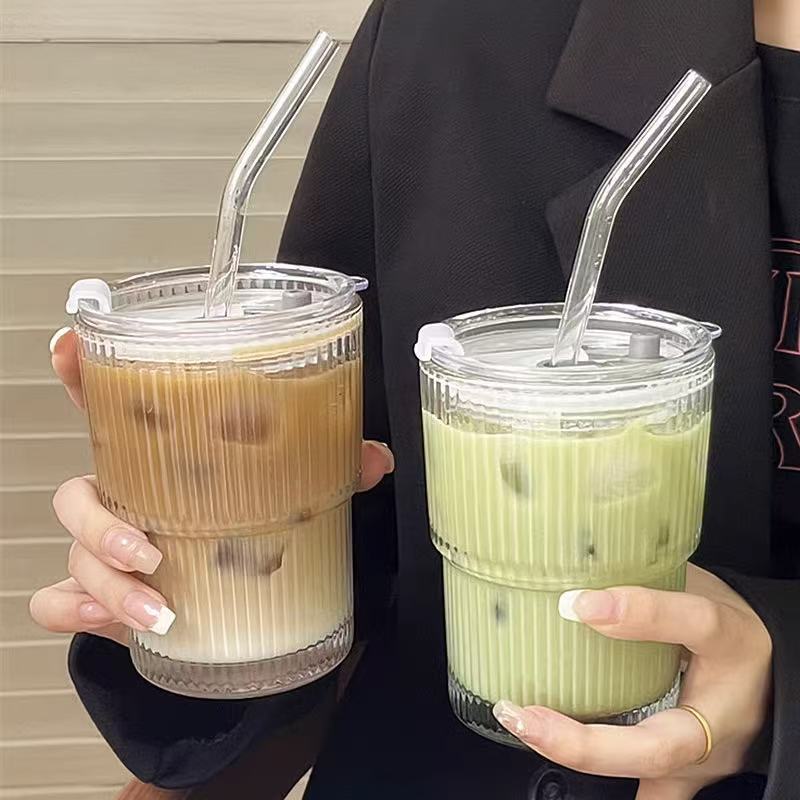 Premium Glass Cold Drink Cups - Stylish Coffee & Juice Tumblers