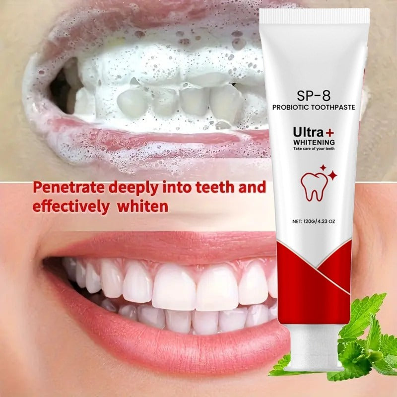 Temu Hot Sell Probiotic Whitening Toothpaste, Sp-8 Ultra Whitening Toothpaste,Fresh Breath  Strong Stains, Mint Flavor, Super Probiotics Used For Super Whitening And Fresh Breath