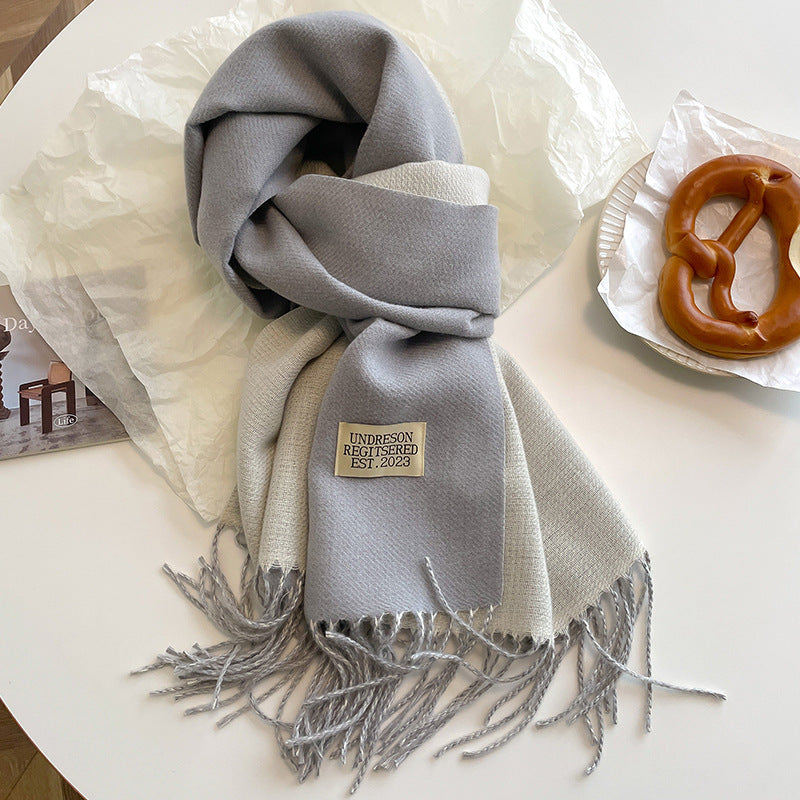 Double-Sided Artificial Cashmere Scarf - Women's Winter Warm Couple Scarf