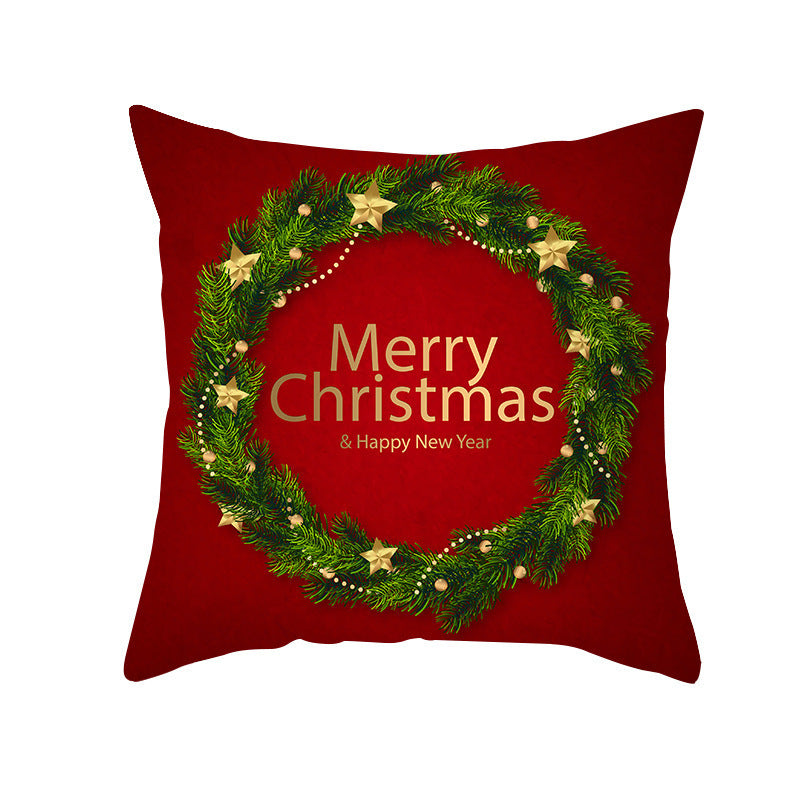 Cartoon Santa Claus Series Peach Skin Sofa Cushion Cover - Fun Christmas Holiday Decoration