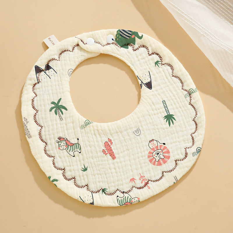 Baby Bib Set - 6-Layer Cotton Anti-Spill Round Bibs