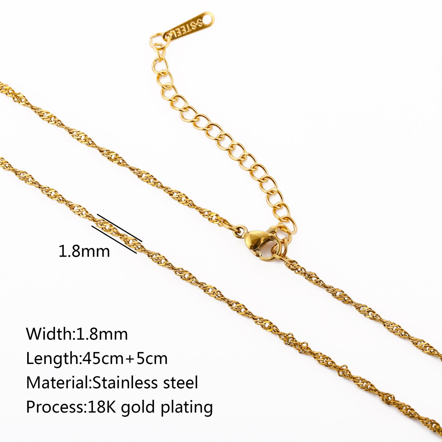 Stainless Steel Vacuum Vapor Plating 18K Gold Color Protection Lip Chain