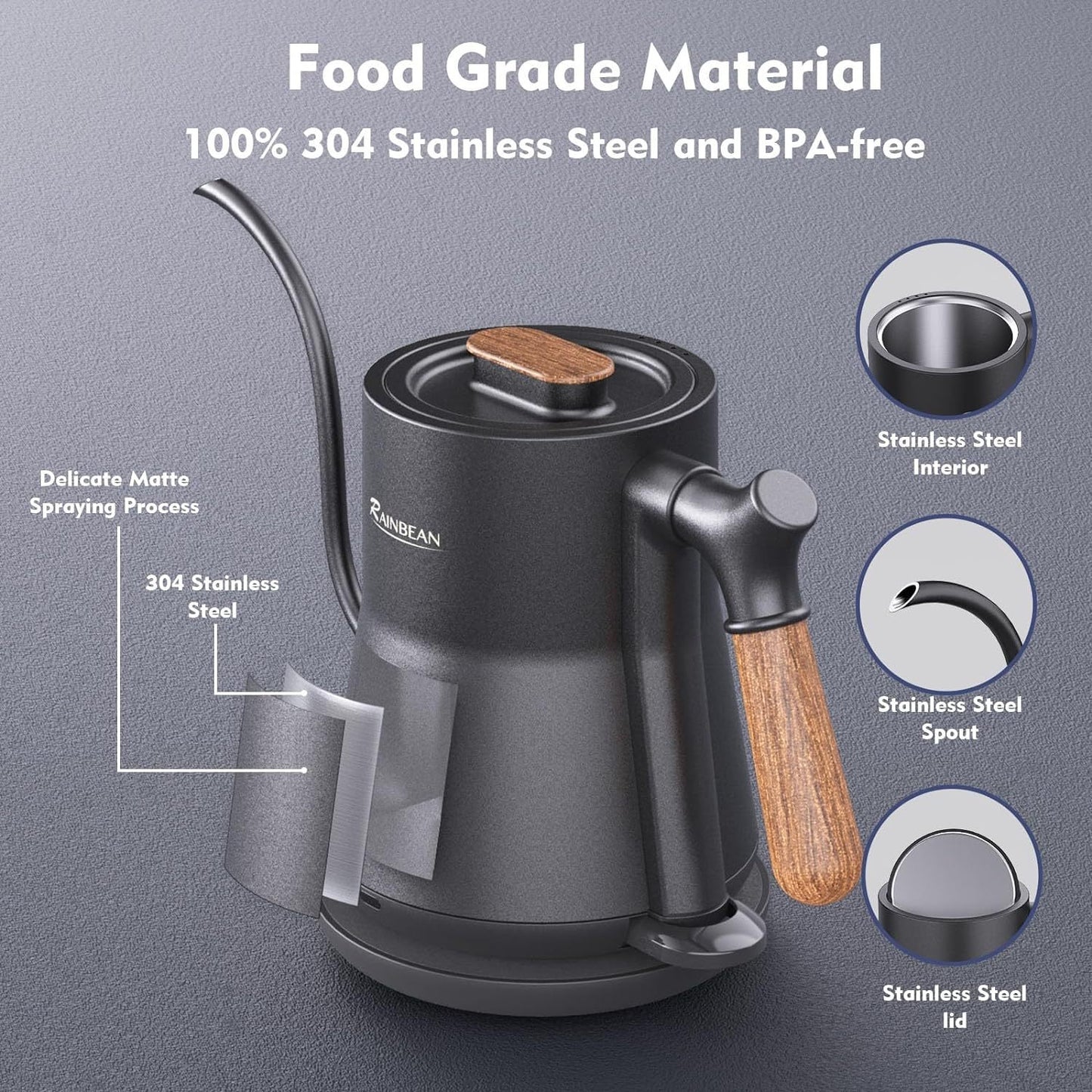 Gooseneck Electric Kettle - Pour Over Coffee Kettle with Precision Spout & Auto Shut-Off