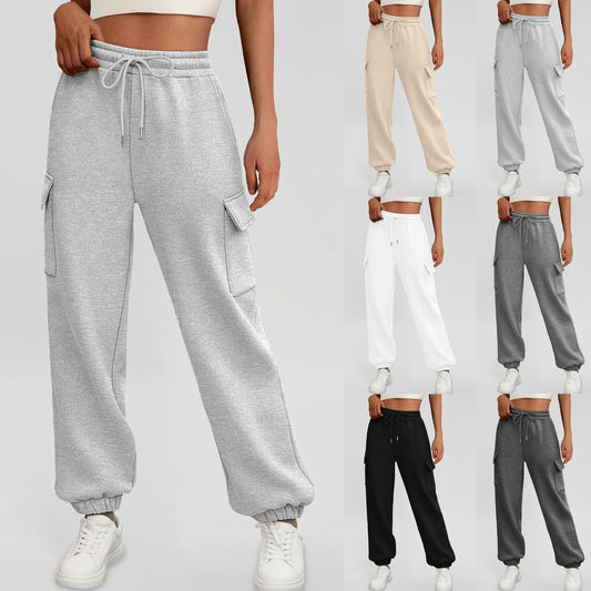 Women's Fleece-Lined Sweatpants - Baggy Athletic Jogger Trousers with Pockets