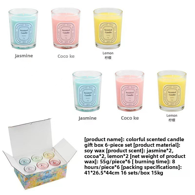 Dopamine Scented Candle Gift Set - 6-Piece Colorful Soy Wax Collection