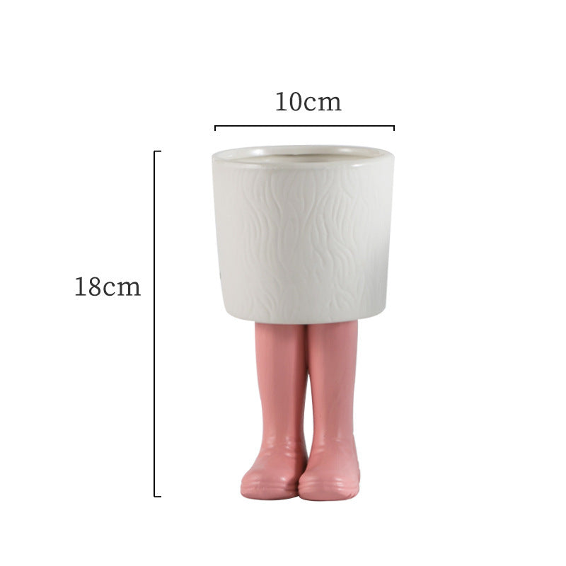 Premium Ceramic Flowerpot - Green Plant Home Soft Decoration for Living Room & Balcony
