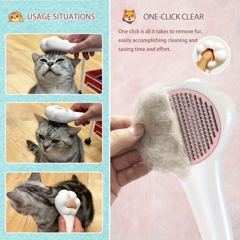 Pet Massage Hair Removal Comb - Paw Shaped Grooming Brush for Dogs & Cats Shedding Control