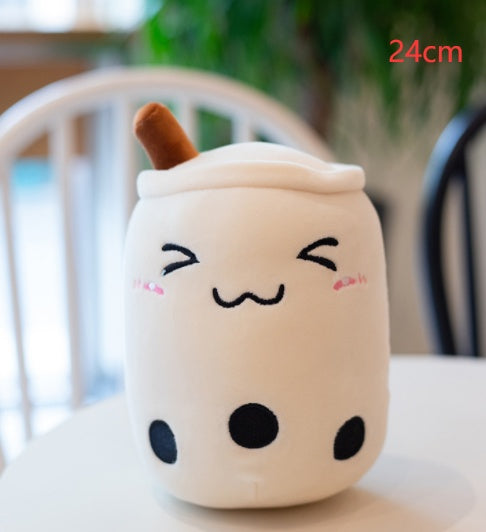 Boba Tea Plush Toy - Cute Strawberry Milk Tea Stuffed Animal Pillow Cushion for Kids